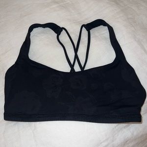 Black floral Lululemon sports bra